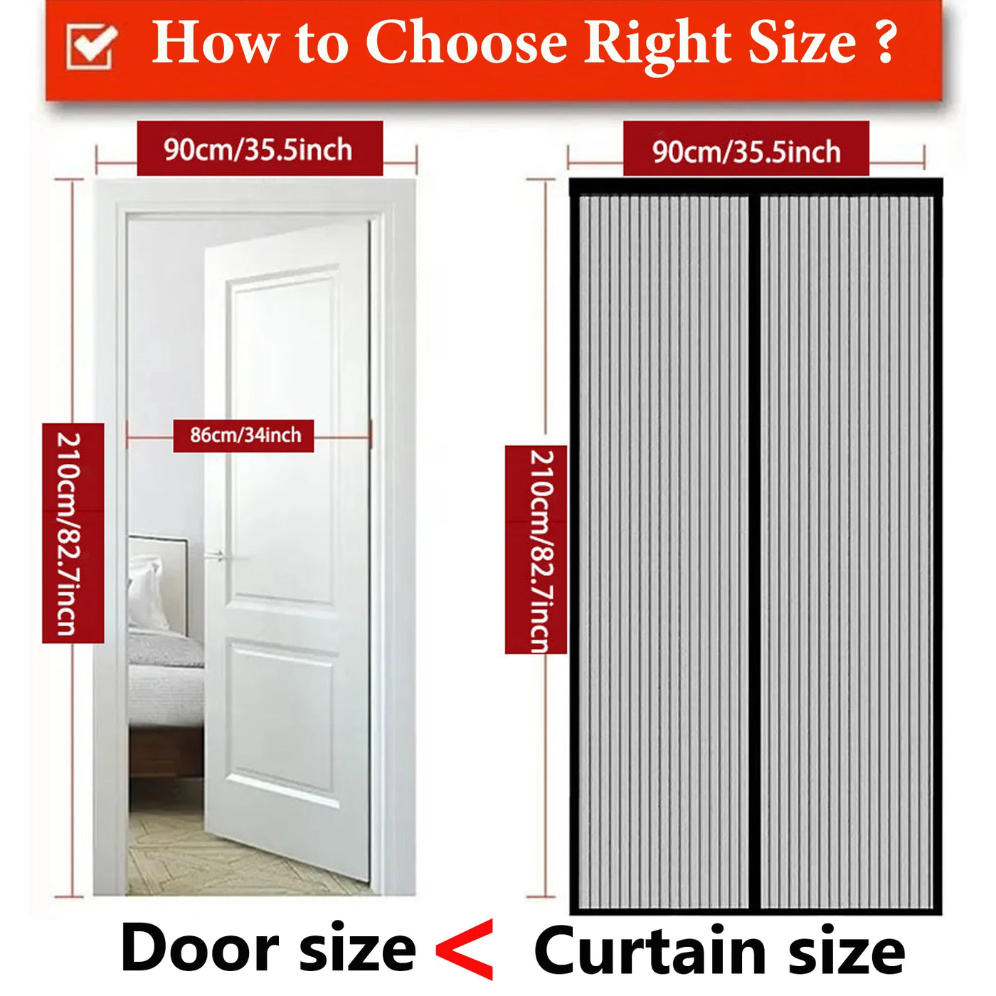 Magnetic Screen Door - Keeps Bugs Out Let Breeze in, Self Sealing, Heavy Duty, Hands Free Mesh Partition