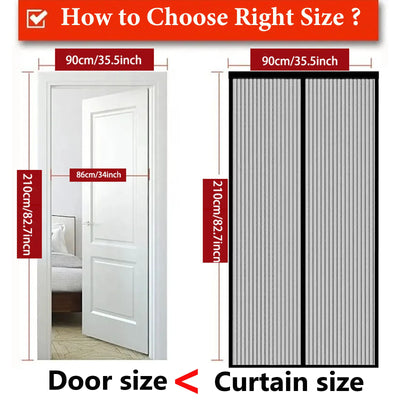 Magnetic Screen Door - Keeps Bugs Out Let Breeze in, Self Sealing, Heavy Duty, Hands Free Mesh Partition