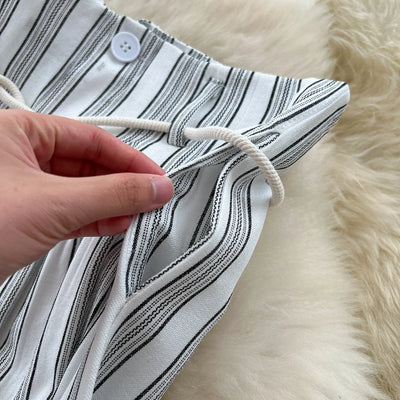 Pant Women Wide Leg Long Pants Striped Casual Loose High Waist Straight Trousers Y2k Streetwear Elegant Splice Work 2025 Capris