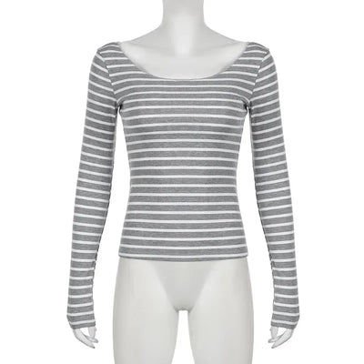 Sexy Slash Neck Knitted Smock Women Vintage Slim Thin Long Sleeve All-match Femme Clothing Aesthetic Streetwear Tops