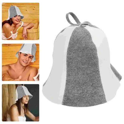 Sauna Hat Felt Bath Cap Reusable Shower Hat Breathable Bathroom Caps Sauna Room Household Bathing Hair Cover Gray White Six