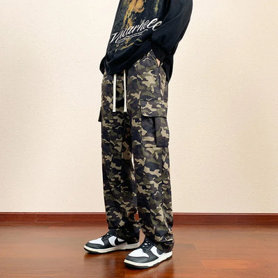 Military Cargo Pants Men Multiple Pockets Camouflage Parachute Pants Y2k Baggy Pants Outdoor Hiking Workout Streetwear Trousers