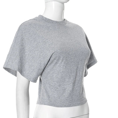 Women's cotton t-shirt summer 2025 baggy crop top French style elegant blouses Sense of design Short sleeve tee casual y25tp031