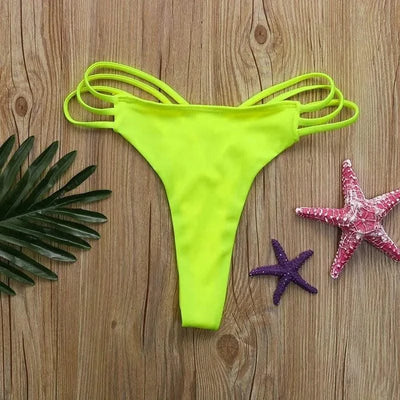 Sexy Bikini Thong Women Swimsuit Solid Hollow Out Low Waist Swimming Trunks Summer 2025 New Spice Girl Beach Vacation Bikinis