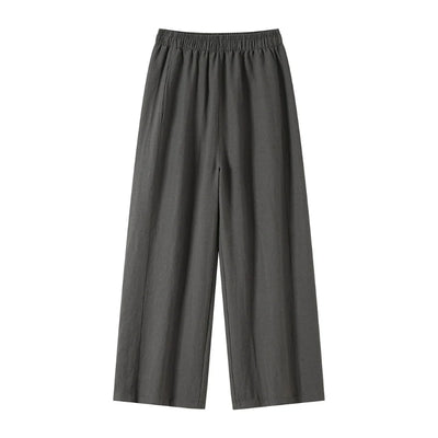 New Wide-leg Pants Women Clothing Summer Thin Loose Straight Casual Pants Solid High Waist Drape Nine-point Literary Pants