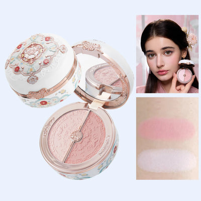 Flower Knows Butterfly Cloud Blush Duo Waterproof Long Lasting High Pigment Highlighting Powder Natural Glow Vegan Makeup