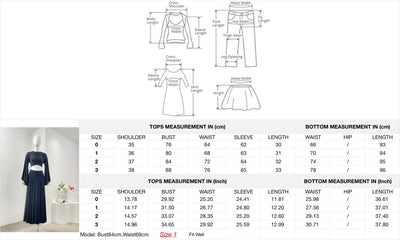Woman Clothing Black Long Sleeve Blouse Tops and Midi Skirt Set