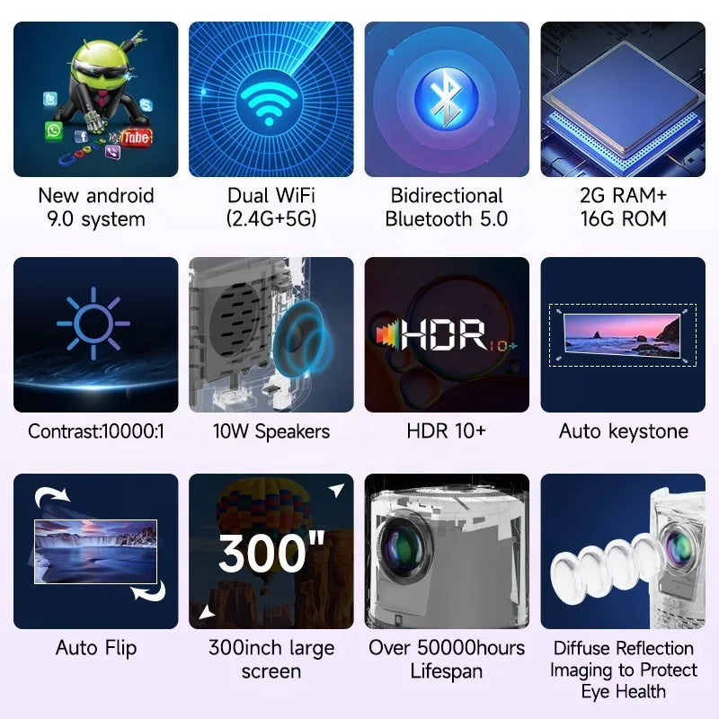 Projector2024 New Products Portable Projector Mini Android Lcd 4K Smart Tvs HD 4K 1080P Home Theater Projector