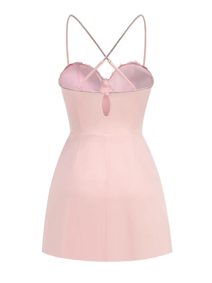 Elegant Party Dresses for Women 2024 Luxury Dress Birthday Outfits Sexy Pink Patwork Evening Gowns Women's Clothes Prom Gown