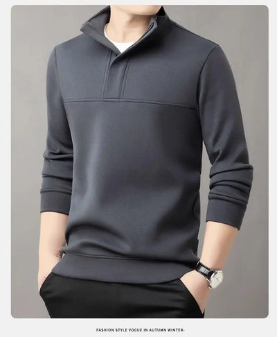 New Men's Sweatshirts Autumn and Winter Warm and Simple Personalized Trendy Tops Half-high Neck Base Shirt