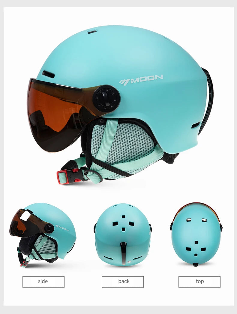 Motorcycle Helmet CE/ASTM Certified One-Piece PC+EPS Helmet with Goggles, Suitable for Skiing, Snowboarding, Outdoor Sports