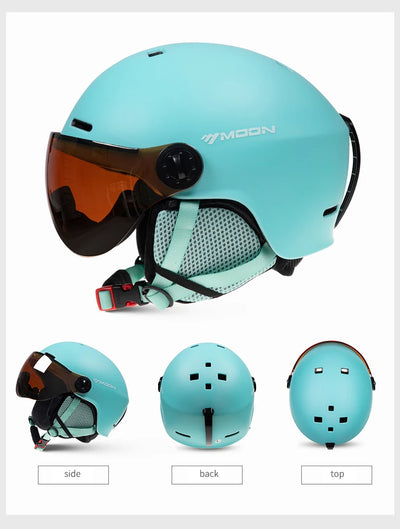 Motorcycle Helmet CE/ASTM Certified One-Piece PC+EPS Helmet with Goggles, Suitable for Skiing, Snowboarding, Outdoor Sports