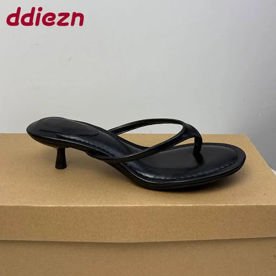 Female Slip On Footwear Elegant Heeled Sandals Shoes For Women Round Toe Fashion Shallow Modern Ladies Low Heel Sandals Shoes
