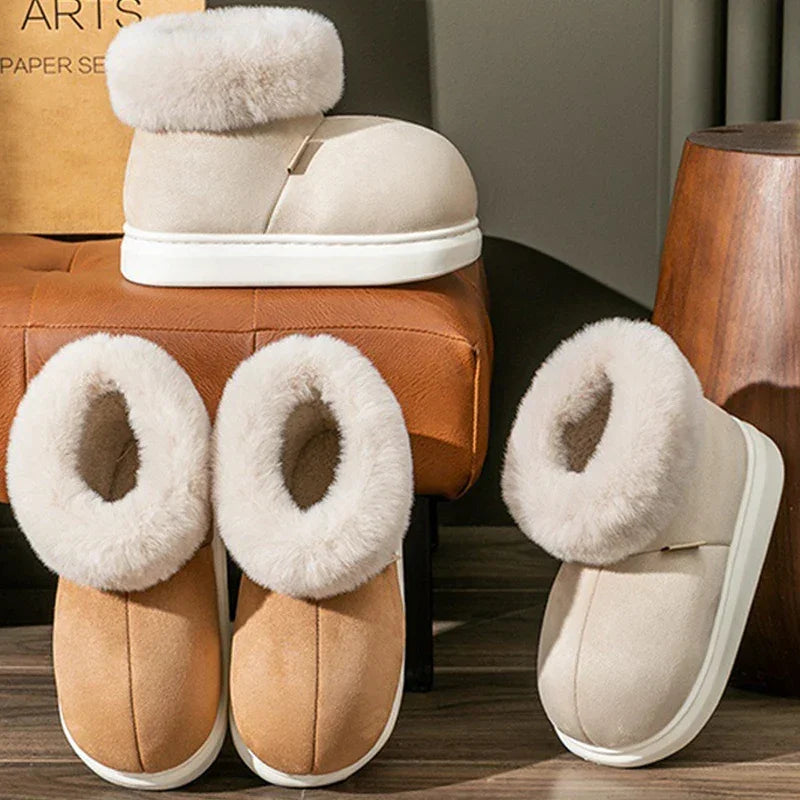 Kidmi Classic Fur Boots For Women Winter Boots Outdoor Fashion Ankle Long Boots For Women Padded Boots New Indoor Warm Fur Shoes
