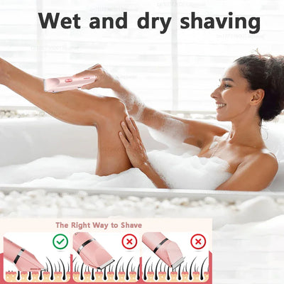 Electric Razor for Women Painless Women Mustache Electric Shaver for Leg Bikini Body Hair Trimmer Facial Epilator Hair Remover