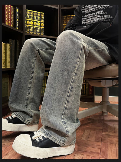 Autumn New Men's Jeans Baggy Straight Wide Leg Male Fashion Vintage Denim Pants Men Youth Popular Brand Streetwear Jean Trousers