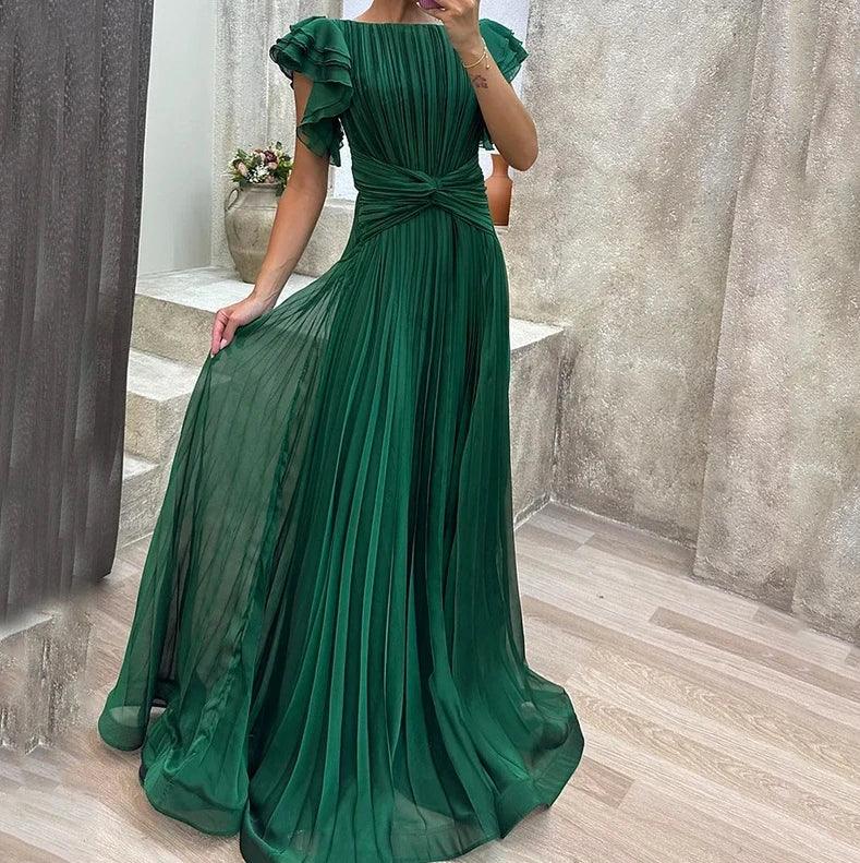 Women Ruffle Sleeve Evening Dresses for Women Solid Loose Short Sleeve Polar Dress 2023 Casual Female Clothing Outfits