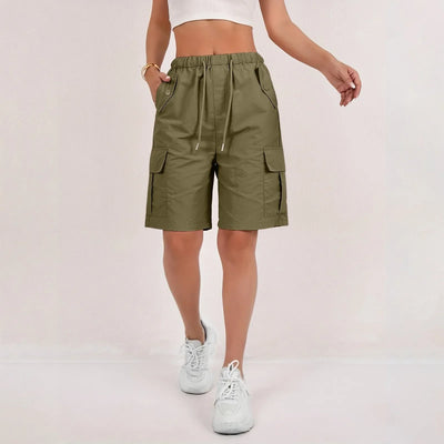 Women Summer Cargo Shorts Solid Casual Pockets Beach Short Pants Harajuku Chic Short Pants All Match Streetwear Bottoms 2025