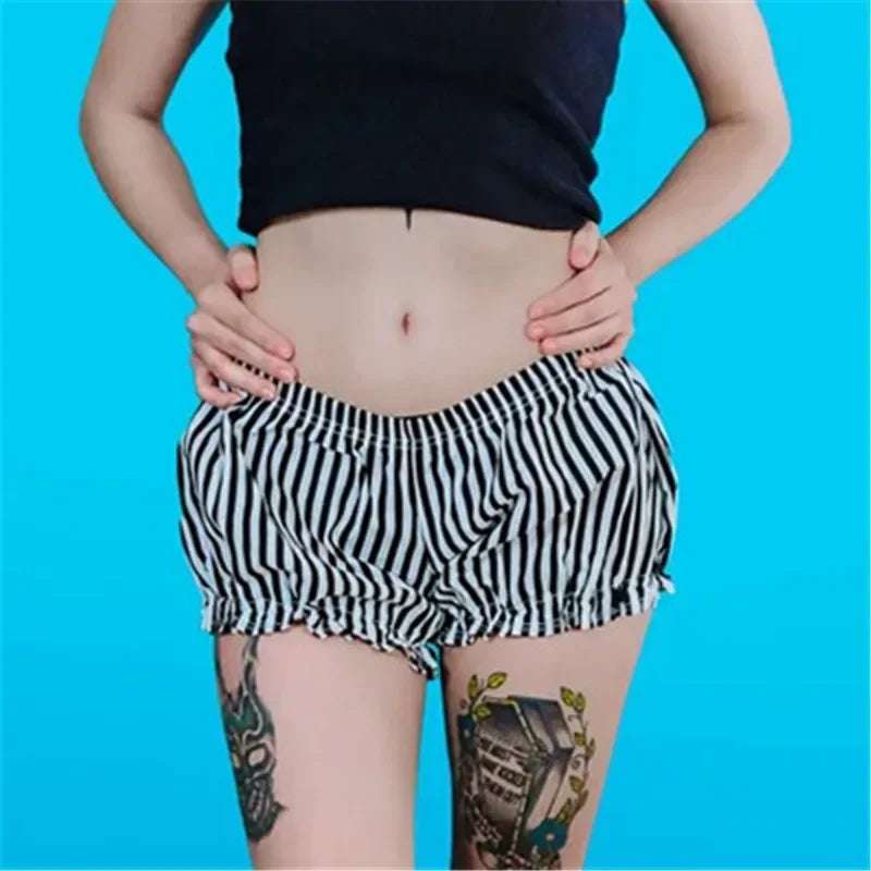 Gaono Y2k Women Ruffle Lolita Bloomers Gingham Plaid Pumpkin Micro Mini Shorts Checkered Pajamas Lounge Pettipants