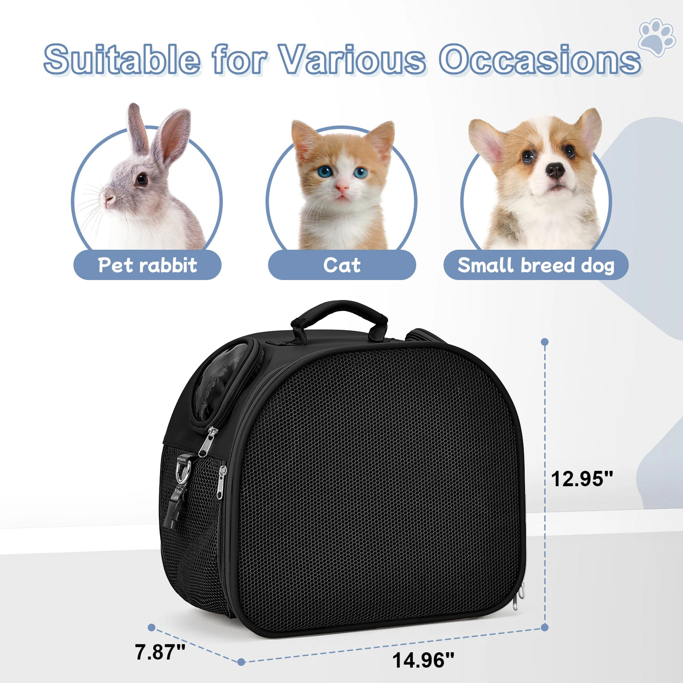 Cat, Dog Carrier Bag for Pets Up to 13 Lbs, Carrier for Medium Small Cats Dogs Airline Approved Travel Carry As Pets Go to Home
