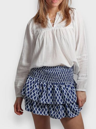 hirigin Women Ruffle Mini Skirt Smocked High Waist Floral Print Short Skirts Tiered Boho Mini Skirts Pleated Layered Skirts