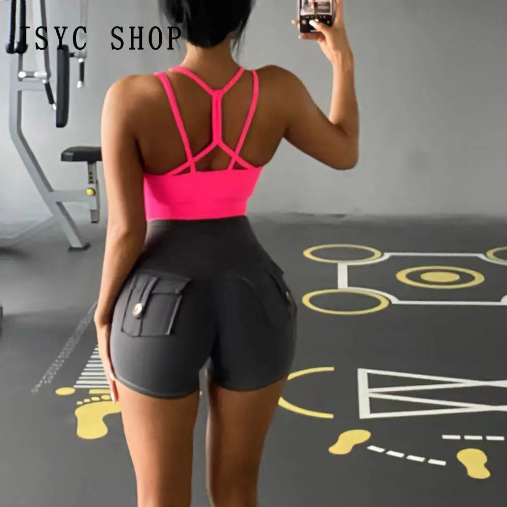 Women Breathable Sports Bra Shockproof Fitness Tops Gym Crop Top Brassiere Push Up Sport Bras Gym Workout Top Seamless Yoga Bra