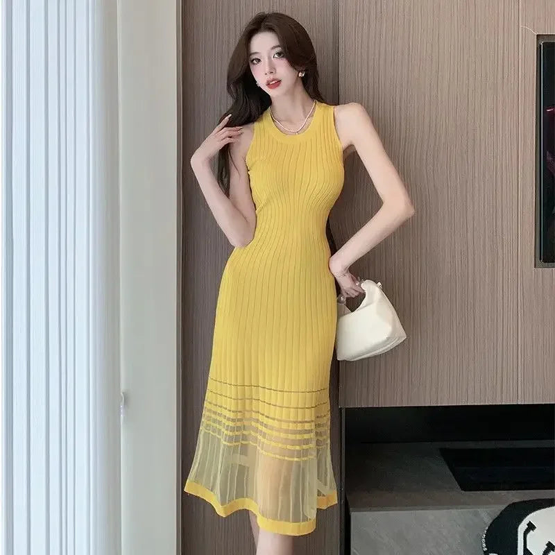 Dresses for Women Black SMidi Woman Dress Party Evening Night Club Prom Casual Youth G Fashion Summer 2024 Retro Sensual Sexy X