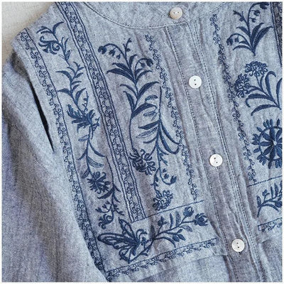 Cotton Linen Floral Embroidery Blouses Shirts For Women Tops Loose Oversize Lantern Long Sleeve Casual Boho Beach Summer Blusas