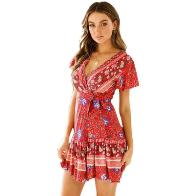 Elegant Women's Dresses Summer Bohemian Dress Vestidos Curtos Mujer Kadın Elbisesi Yazlık Kısa Elbiseler Midi Elbiseler Robe Ete
