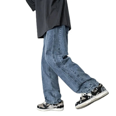 Men's Jeans 2025 Spring Autumn Korean Wide Leg Pants Fashion High Street Loose Straight Denim Trousers Male Clothing pants