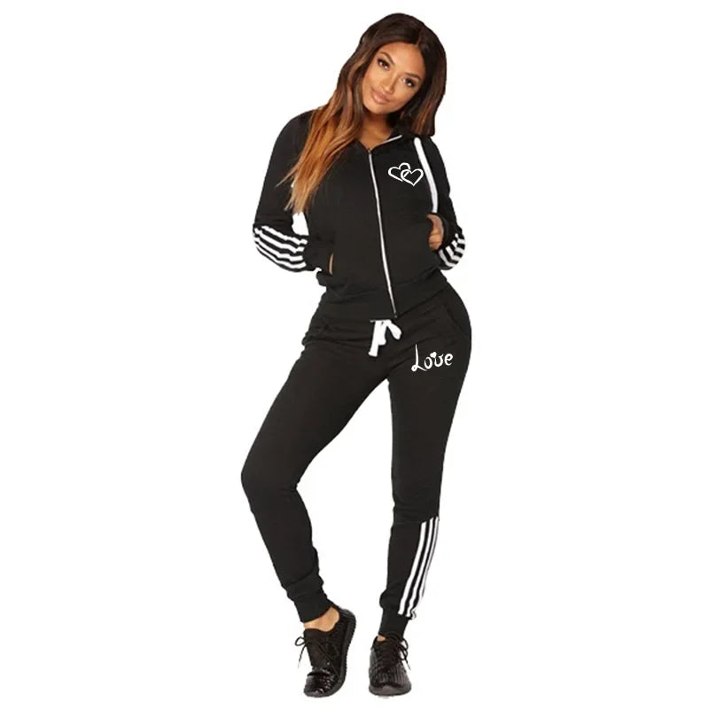 Fashion Women Track Suits Sports Wear Jogging Suits Ladies Hooded Tracksuit Set Clothes Hoodies+Sweatpants Sweat Suits