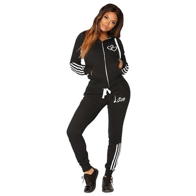Fashion Women Track Suits Sports Wear Jogging Suits Ladies Hooded Tracksuit Set Clothes Hoodies+Sweatpants Sweat Suits