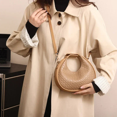 PU Leather Shoulder Bag Fashion Solid Color Lattice Crossbody Bag Small Bag Ladies Trend Luxury Designer Handbags