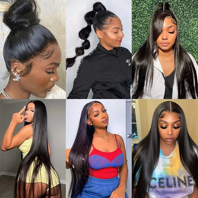 30 40 Inch Bone Straight 13x6 HD Lace Frontal Human Hair Wigs 13x4 Lace Front Wig 100% Human Hair Wig Remy Brazilian Pre Plucked