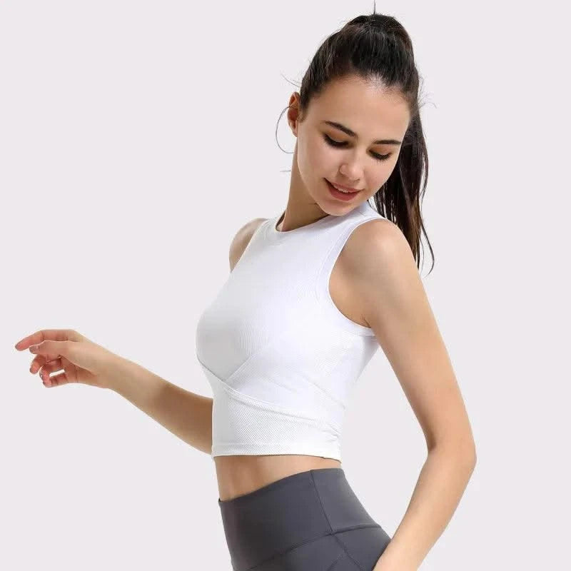 Women's Racerback Sports Bras with Padded - Summer Sleeveless Yoga Top Fitness Workout Running Shirt Breathable Quick Dry Vest