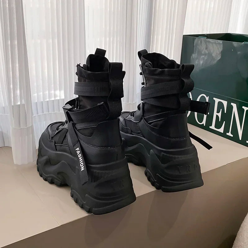 Women's Boots Platform Luxury Designer Shoes for Women  Lace Up Chunky Shoes Breathable Comfort  Ankle Boots Botas De Mujer