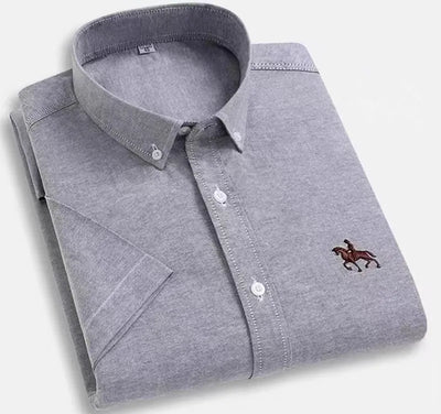 Oversized 5XL 6XL Oxford Shirts For Men 100% Cotton Short Sleeve Summer Leisure Striped Office Social Formal Blue Man Clothing