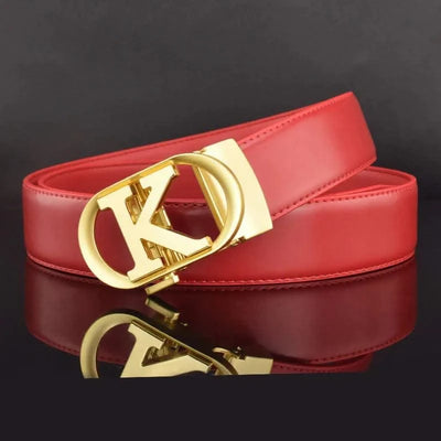 Men Fashion K Letter High quality Genuine Leather  Designer Belts | Male Waist Strap