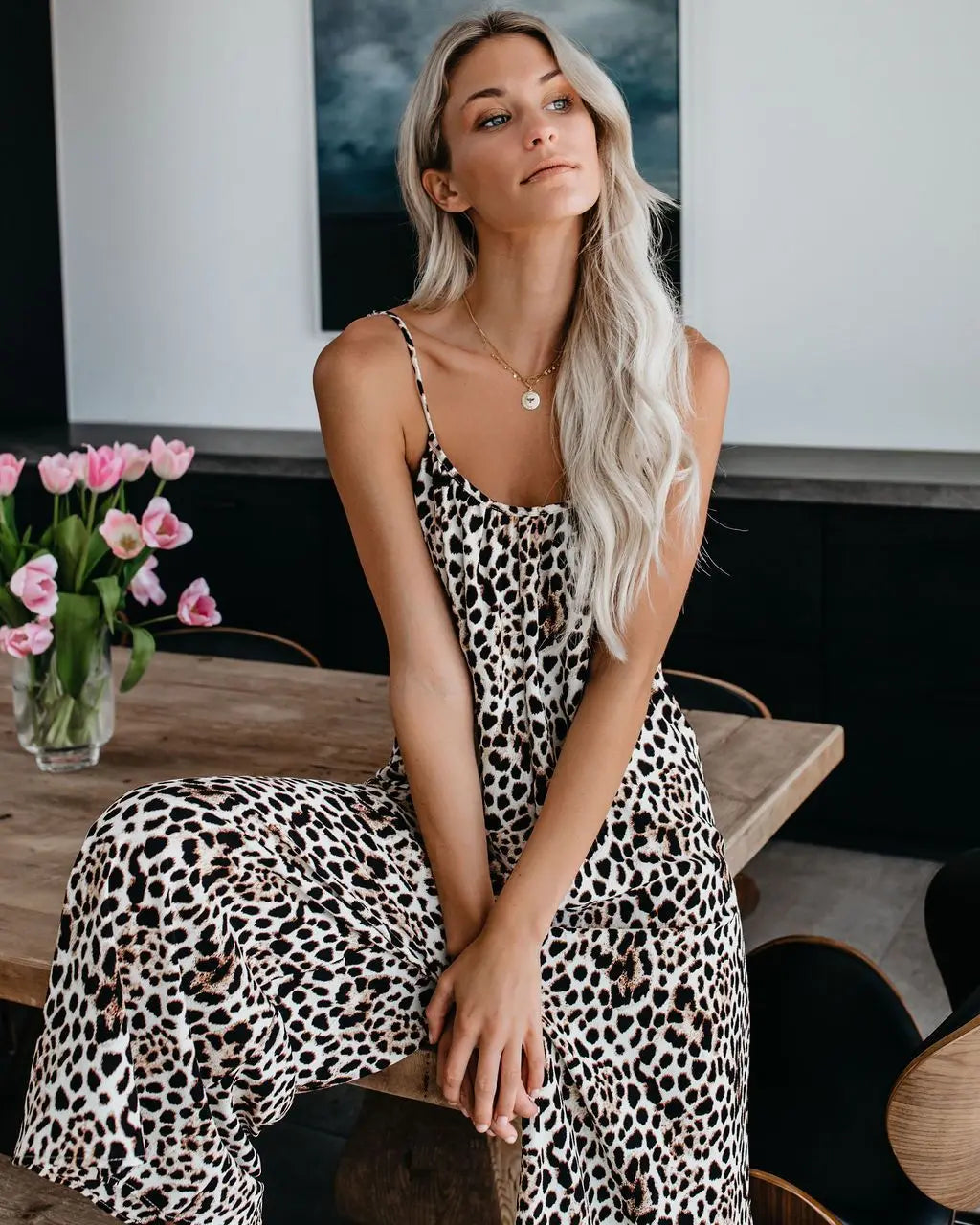 Women's Jumpsuit Suspenders Sexy Wide Leg Casual Printed Trousers Versatile Women's Trousers Jampsuit Jumpsuit Women