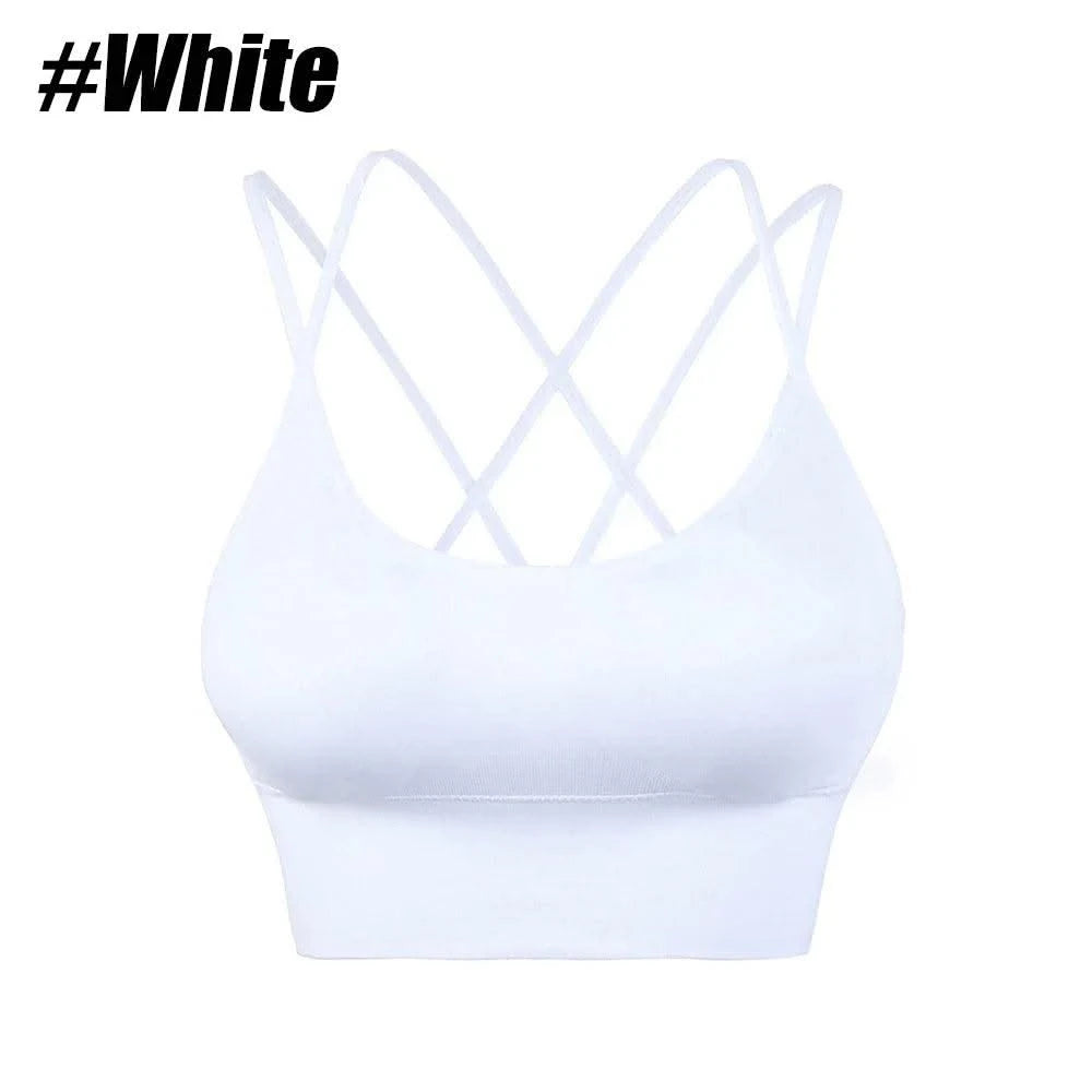 Women Strappy Sports Bras Padded Fitness Yoga Vest
