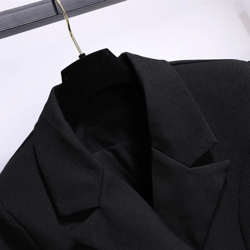 Blazer Women 2025 Spring New Fashion Women Clothing Suit Skirt Jacket Belt Waist Slim Suit Women Blazer Long Coat Black Blazers