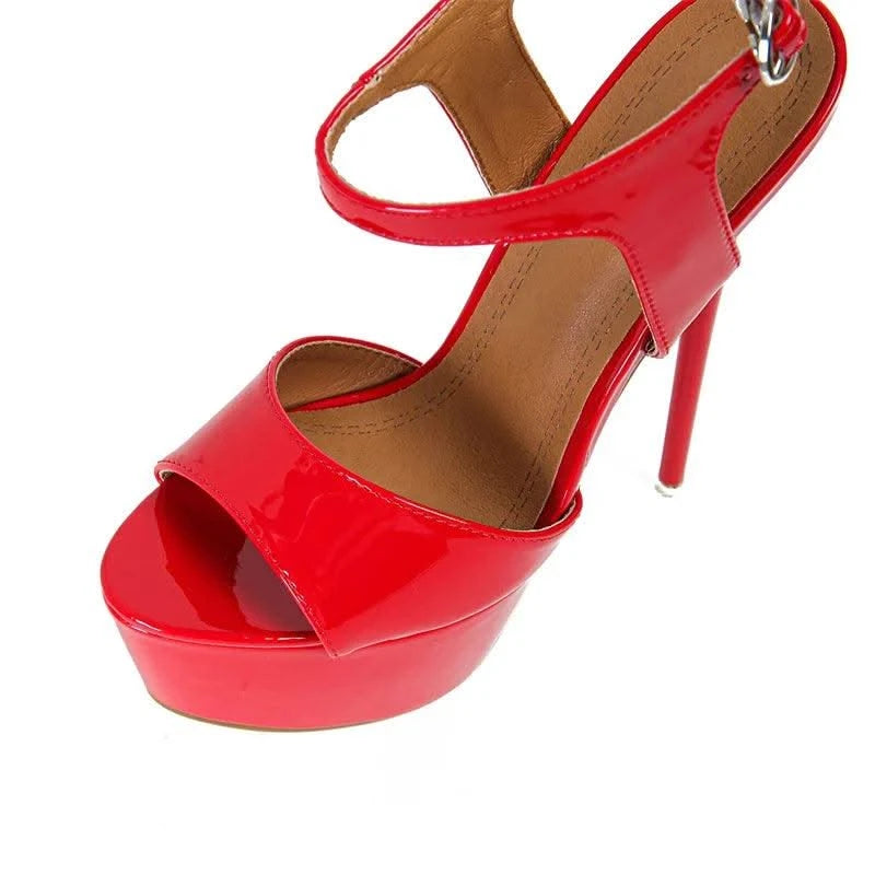 Liyke Size 34-46 Sexy 16CM Fetish Sandal Women Summer Fashion Open Toe Buckle Strap Platform High Heels Stripper Pole Dance Shoe