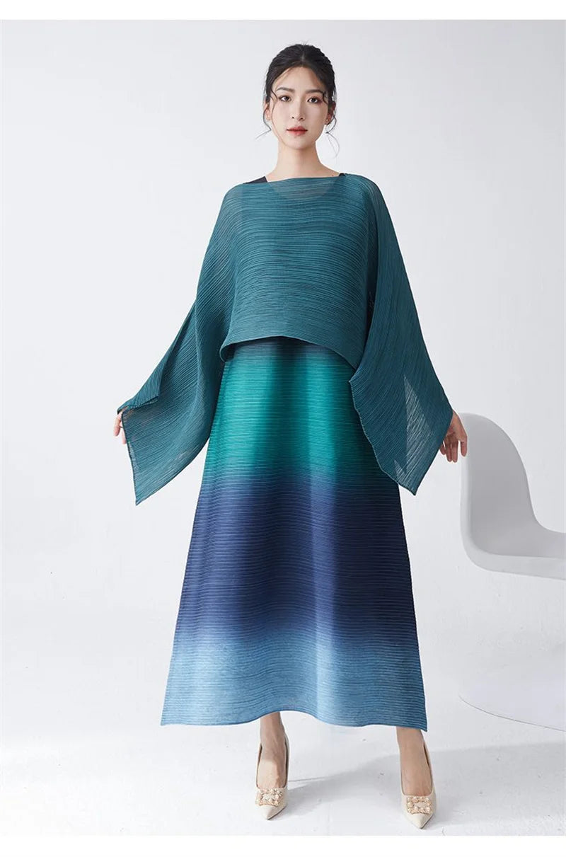 Womens Dresses Evening Dresses Ladies' Lssey Miyake Dress's High Sense Wear 2025 New Gradient Sleeveless Loose Long Dress Tide