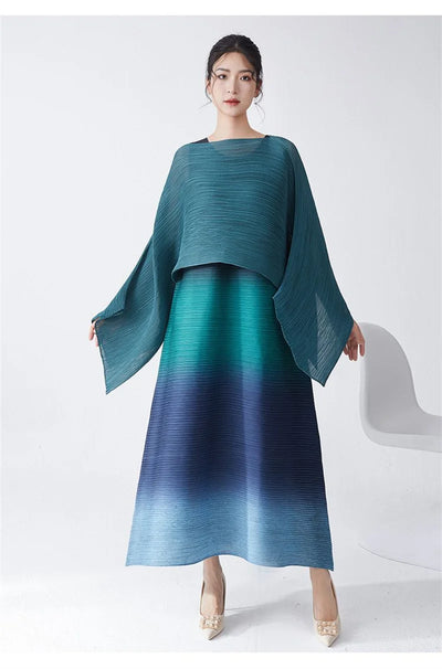 Womens Dresses Evening Dresses Ladies' Lssey Miyake Dress's High Sense Wear 2025 New Gradient Sleeveless Loose Long Dress Tide