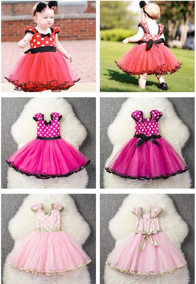 Cute Baby Girl Dress for 9M-5Yrs Children Summer Clothes Kids Minni Mouse Polka Dot Dress Girls Birthday Party Christmas Costume