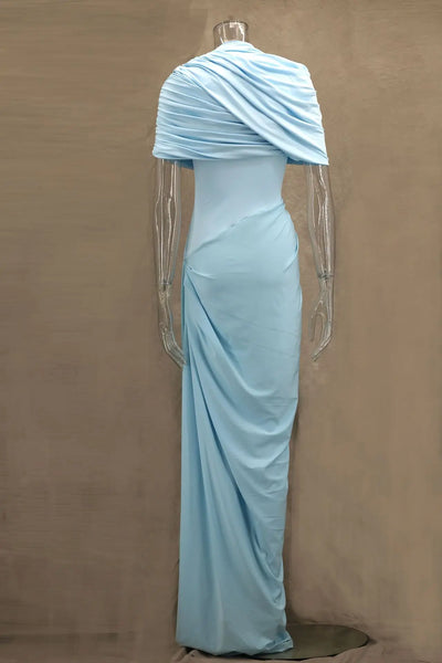 Elegant Long Summer Dress For Women Fashion Off-shoulder Slim Evening Party Dresses Luxury High Waist Pleated Maxi Dress 2025