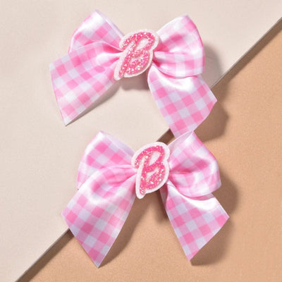 2 women's pink thread webbing with green onion powder lettering two ear clip Fashion personality cheapest items available girl m