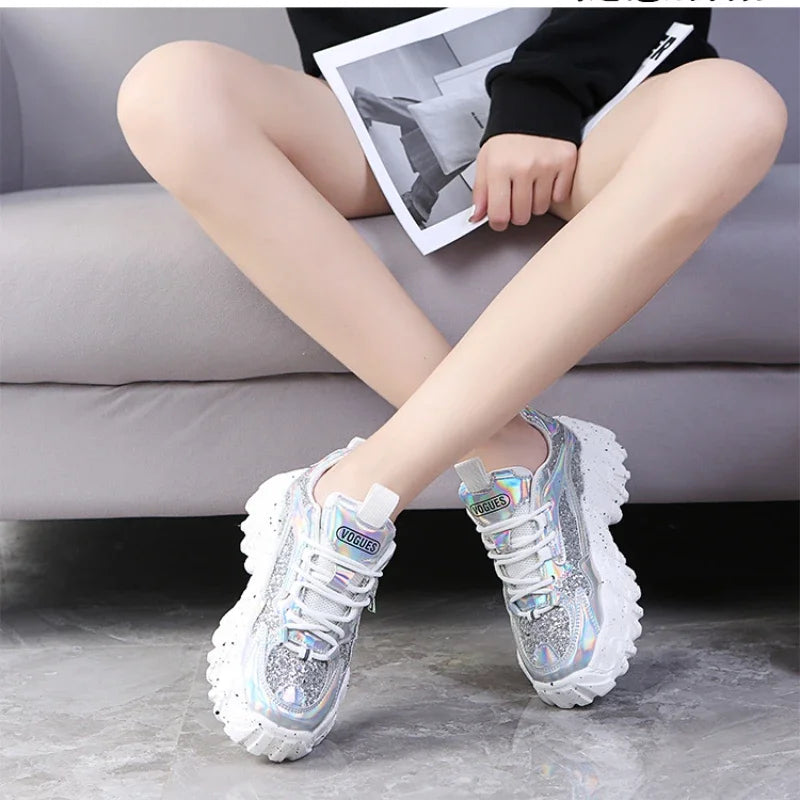 Woman’s Casual Sneakers Reflective Designer Tenis Shoes for Women Brand Fashin Platform Shoes Basket Sports Femme Walking Shoes
