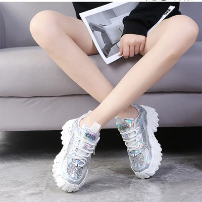 Woman’s Casual Sneakers Reflective Designer Tenis Shoes for Women Brand Fashin Platform Shoes Basket Sports Femme Walking Shoes