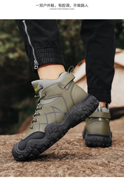 2025 Outdoor Men's Boots Hiking Shoes for Men Outdoor Boots Warm Leather Climbing Mens Shoes Waterproof Non-slip Men Ankle Boots